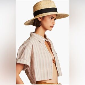 Brixton Joanna Natural Straw Hat with Black Band
